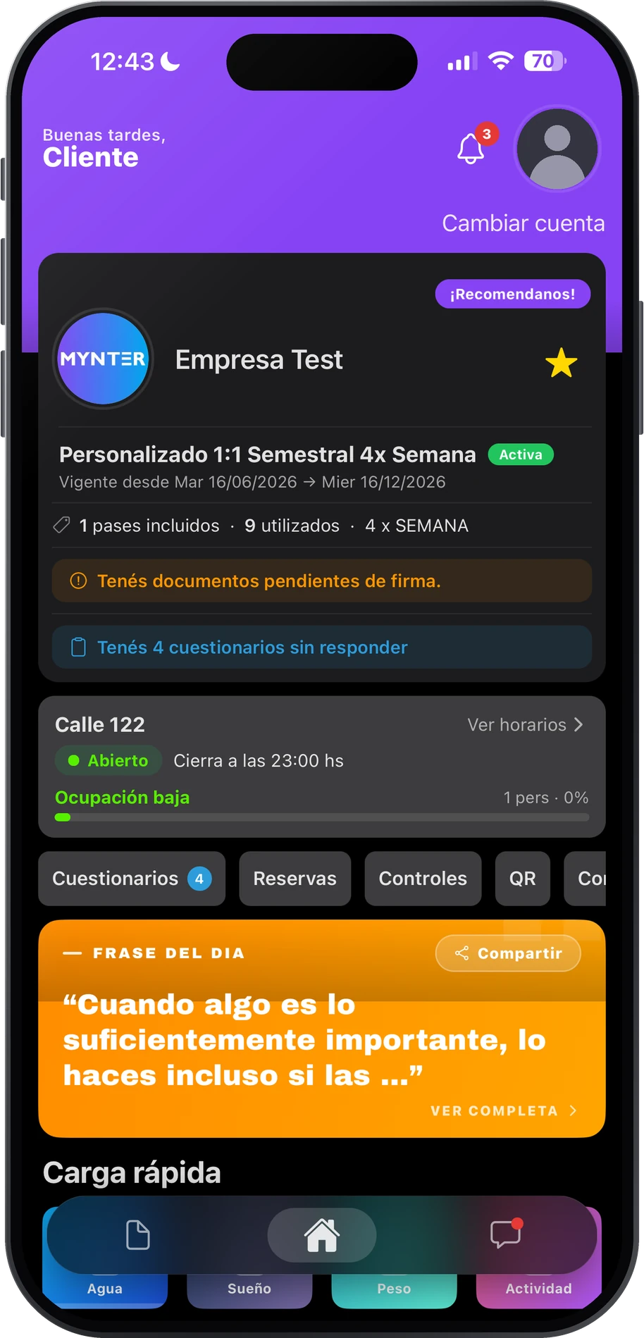 Pantalla de inicio de la app de Mynter con el nombre y el logo de la empresa