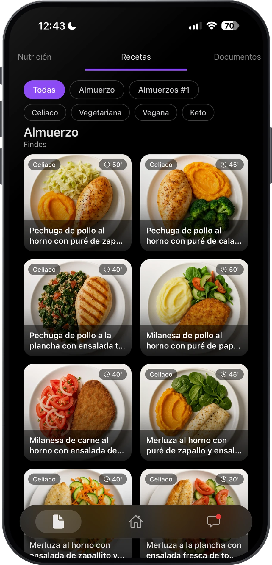 App de Mynter: recetas con fotos y filtros por tipo de alimentación